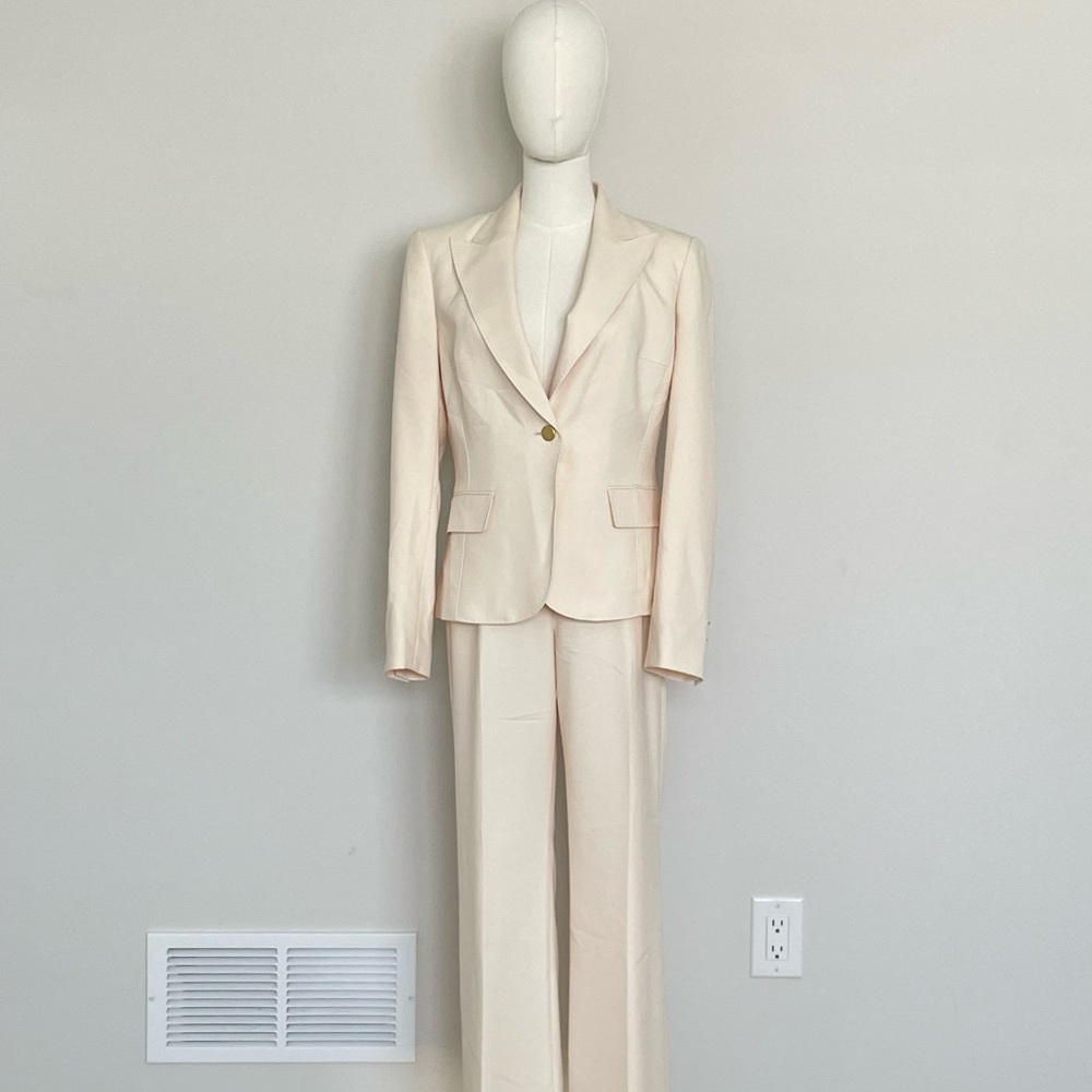 Cream Blazer Jacket and Pants Set Of Two